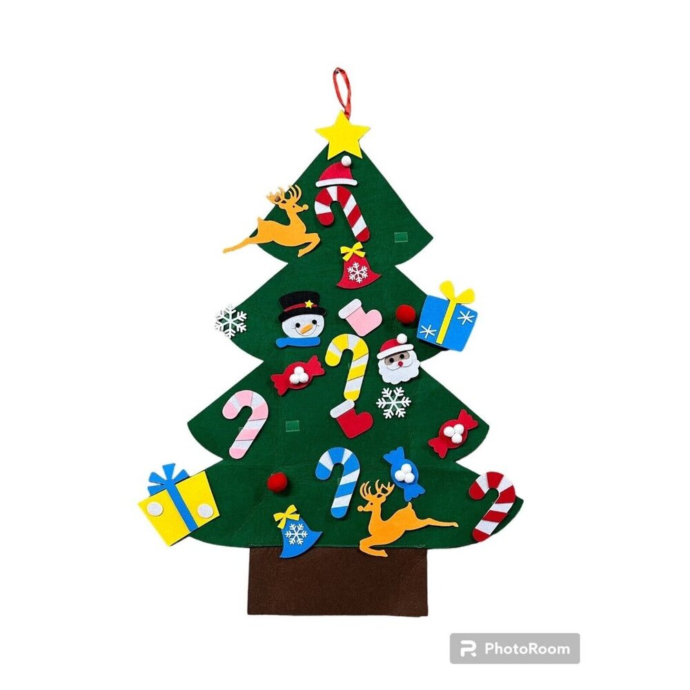 Christmas Tree Decoration Felt Fabric Wall Hook And Loop Ornament Family Kid Fun